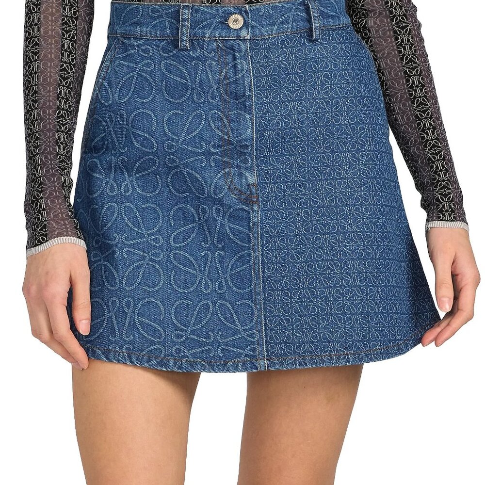 Loewe Denim Logo Skirt